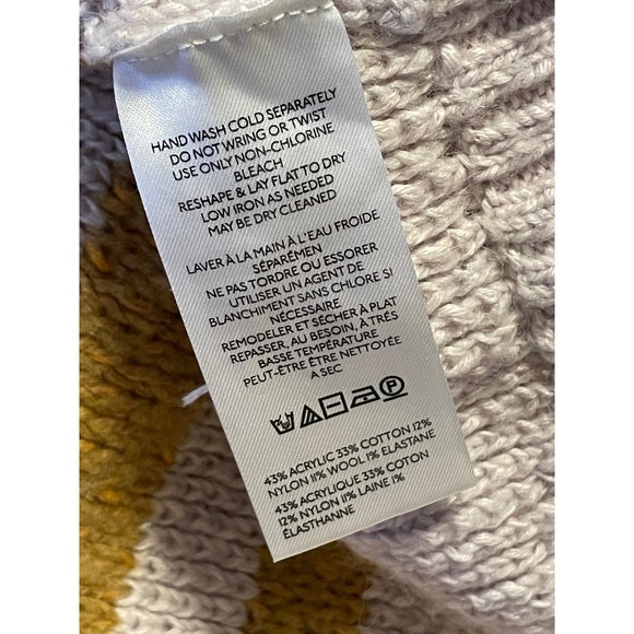 Pilcro Striped Cropped Knit Sweater Light Purple Mustard Yellow Size Medium - Picture 5 of 5